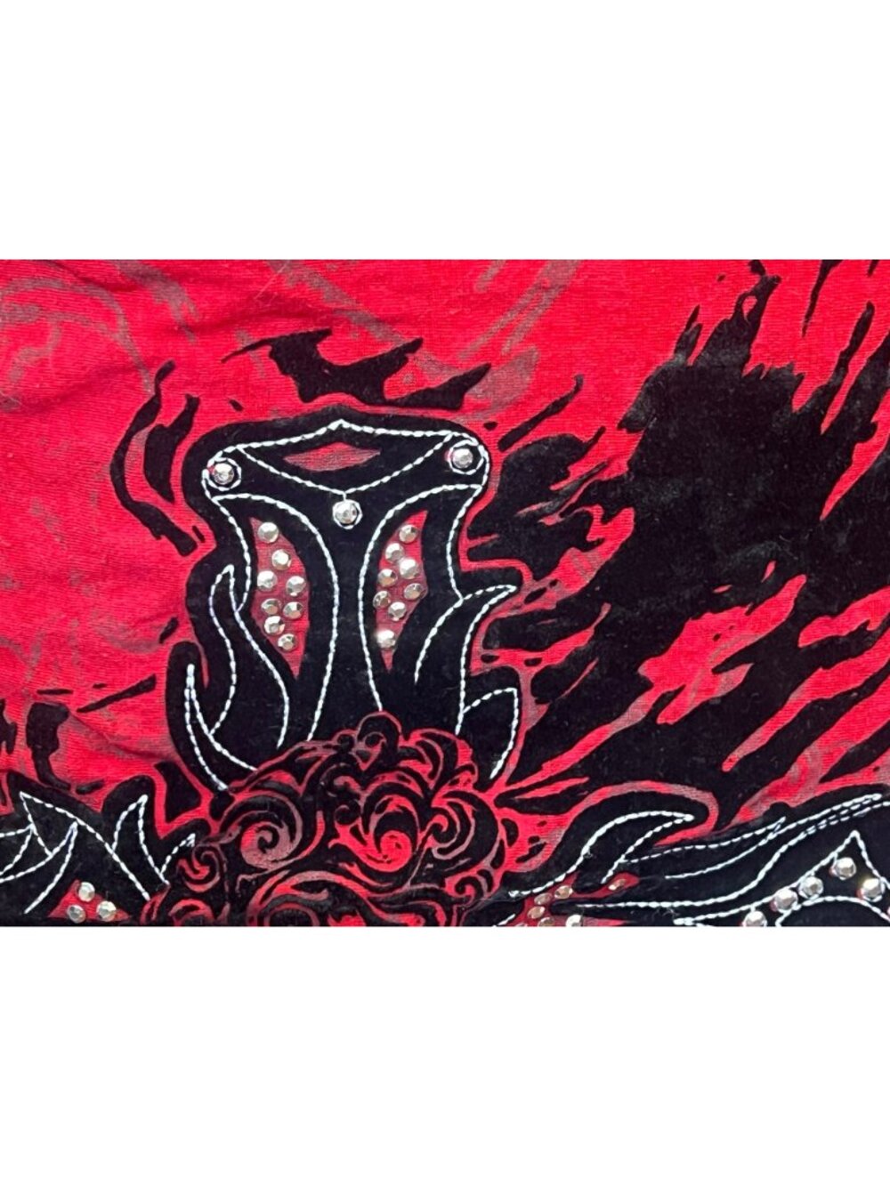 Panhandle Slim Rock & Roll Cowgirl T Shirt women’s XXL Red w/ Black Cross Bling - Picture 6 of 7